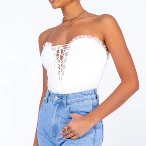 Princess Polly White Ruched Bodysuit